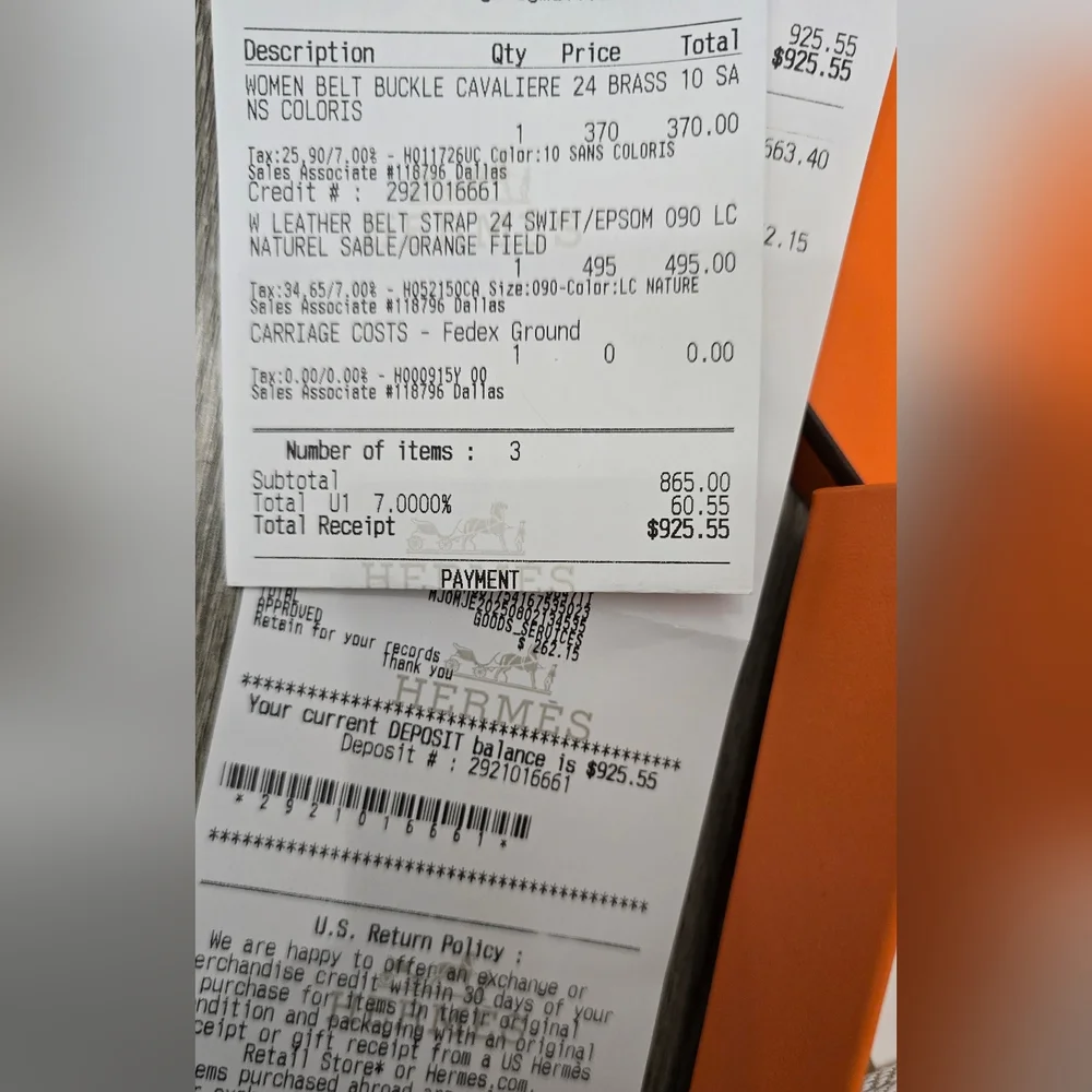 Authentic Hermes Orange Sable Leather Belt - 750 obo - EUC - Picture 12 of 13